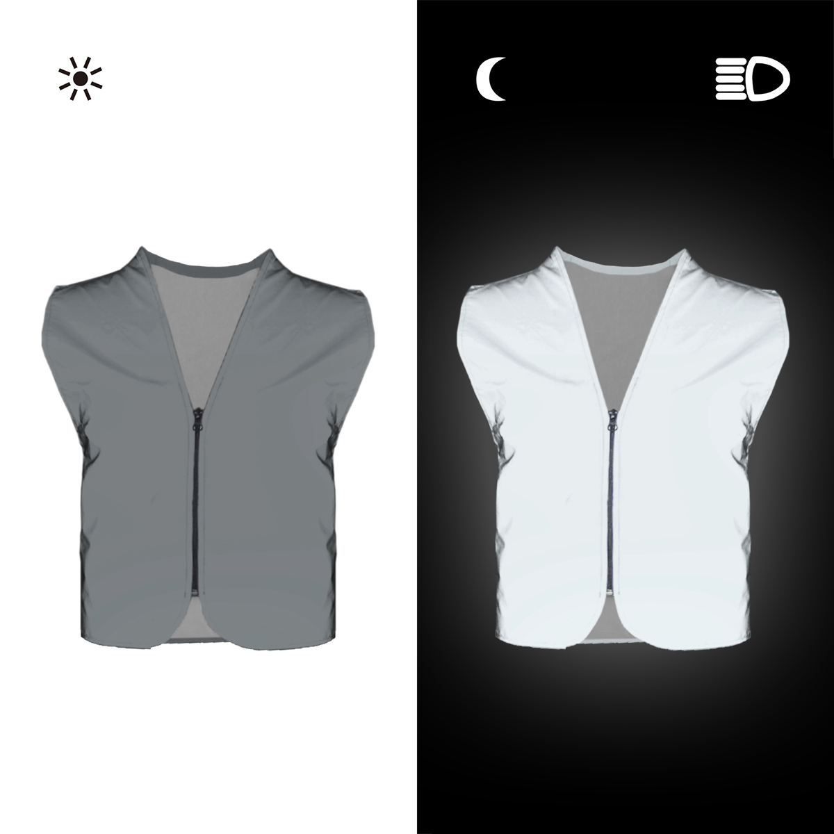 Invisible Zip Fastener - Salzmann 反射ベスト 高視認性安全ベスト – フリーサイズ ジッパー留め式