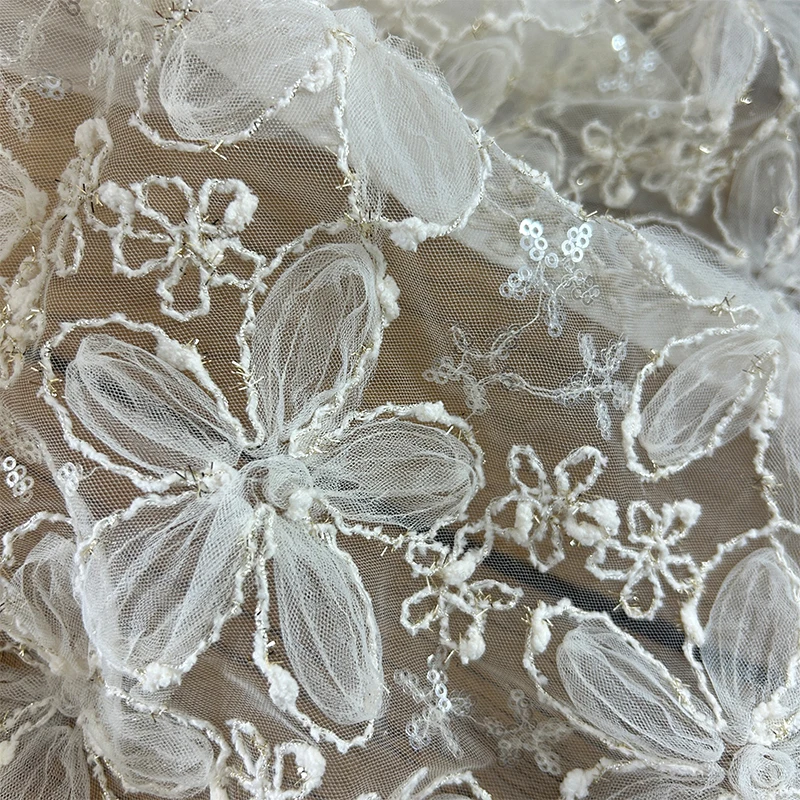 Textiles Sewing Techniques - 3D 刺繍スパンコールメッシュ生地レースネット素材ドレス衣類デザイン DIY 縫製特殊技術テキスタイル