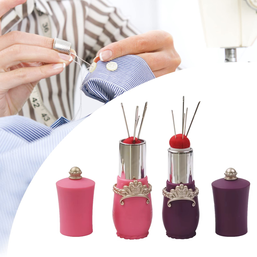 Sewing Pin Cushion - リップスティックピンクッション付き針付きミシンケース,回転式針ホルダー,日曜大工ツール,5個