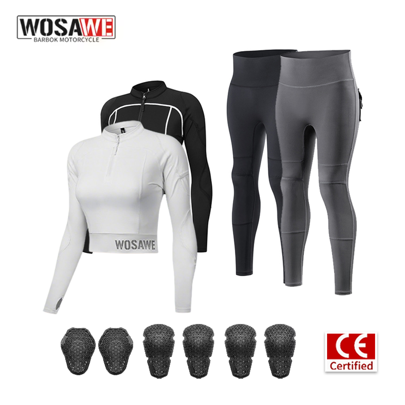 Shoulder Pad Set In - WOSAWE 女性用バイクライディングスーツ 夏用 通気性 クロップジャケット パンツセット