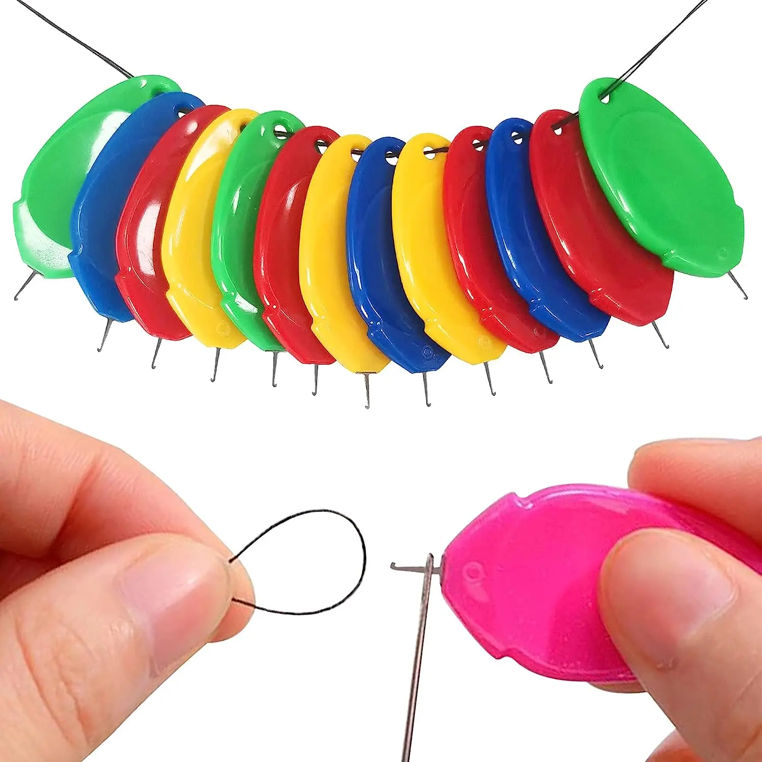 Needle Threader Tool - 6 個針糸通しステッチ挿入ツールミシン用プラスチックワイヤーループ針針仕事糸通し縫製ガジェット