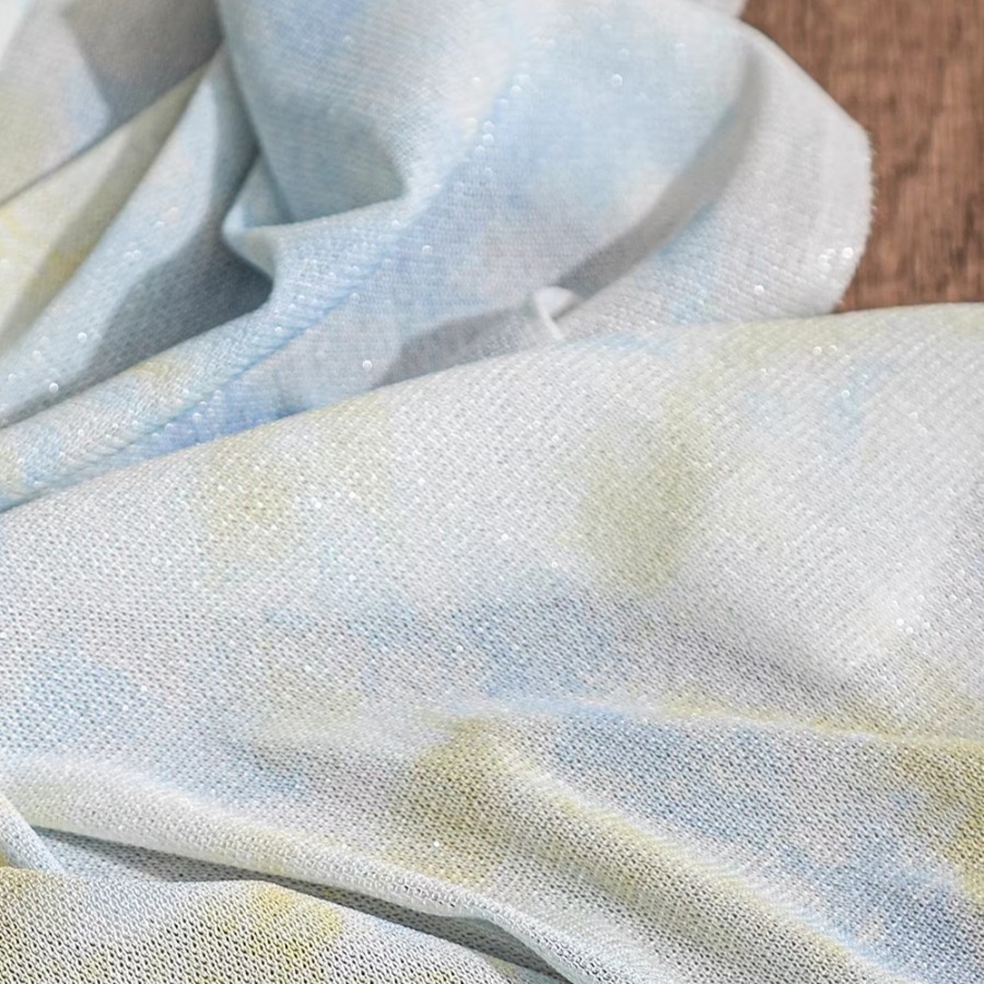タイダイニット生地 イエロー ホワイト ブルー オンブレ ソ - Sewing Tie Dye のレビューと価格