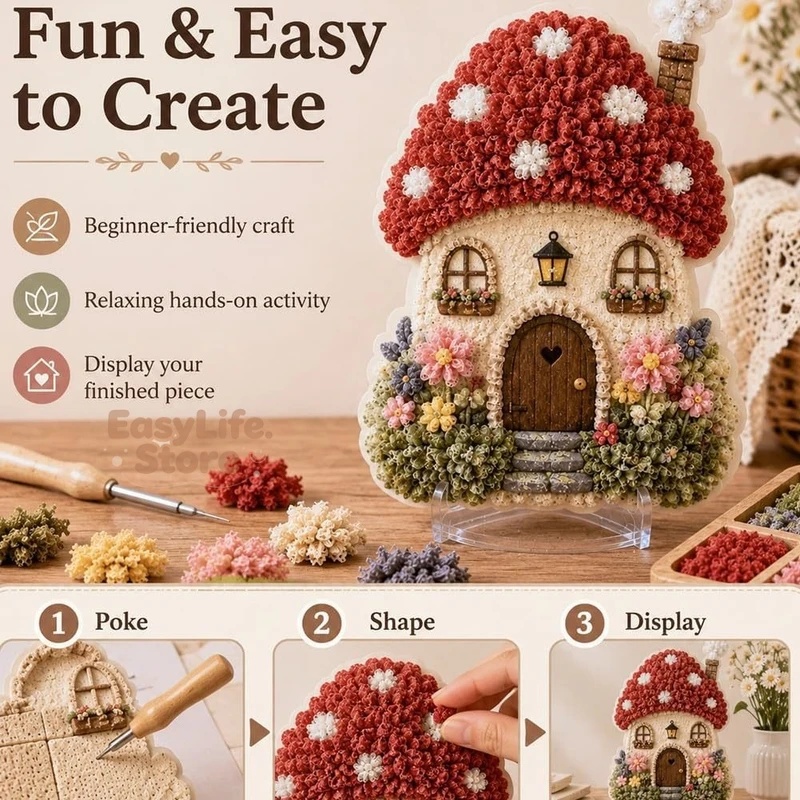 ファンタジーな村の3D布製ポケアートキット マッシュルームコ - Textiles Sewing Techniques のレビューと価格