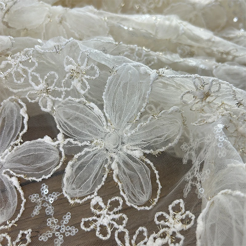 3D 刺繍スパンコールメッシュ生地レースネット素材ドレス衣類 - Textiles Sewing Techniques のレビューと価格