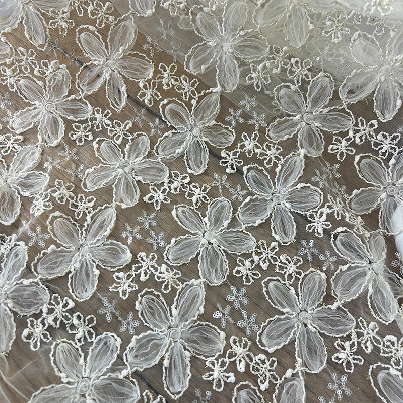 3D 刺繍スパンコールメッシュ生地レースネット素材ドレス衣類 - Textiles Sewing Techniques のレビューと価格