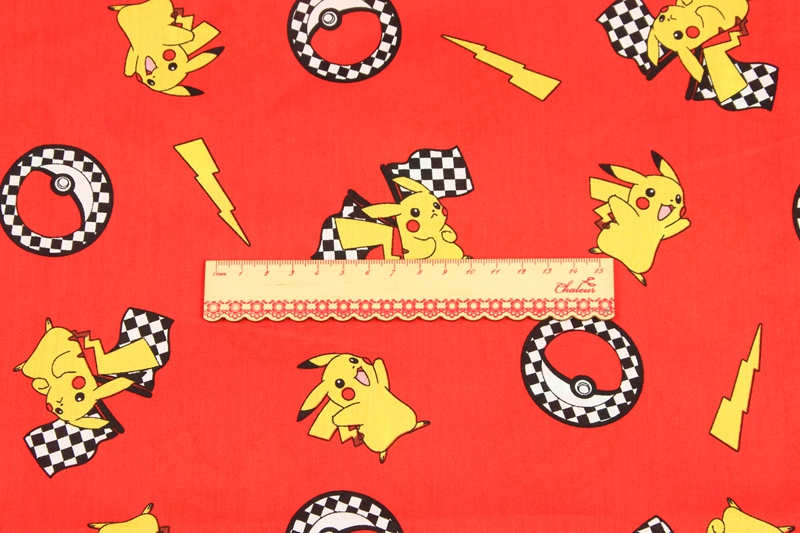 140 センチメートル幅ポケモンポケットモンスター赤薄い綿  - Textile And Sewing Materials のレビューと価格