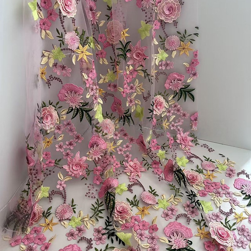 90x130cm 3D花柄刺繍チュールレースメッシュ生地 D - Textile And Sewing Supply のレビューと価格