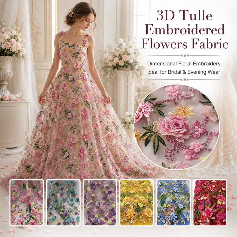 90x130cm 3D花柄刺繍チュールレースメッシュ生地 D - Textile And Sewing Supply のレビューと価格