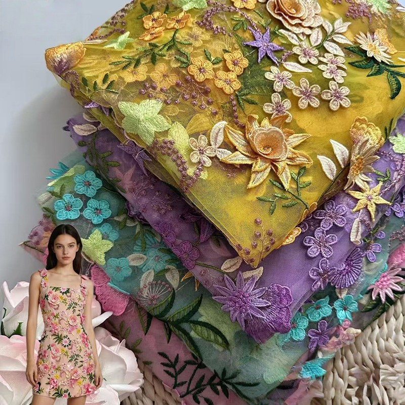 90x130cm 3D花柄刺繍チュールレースメッシュ生地 D - Textile And Sewing Supply のレビューと価格
