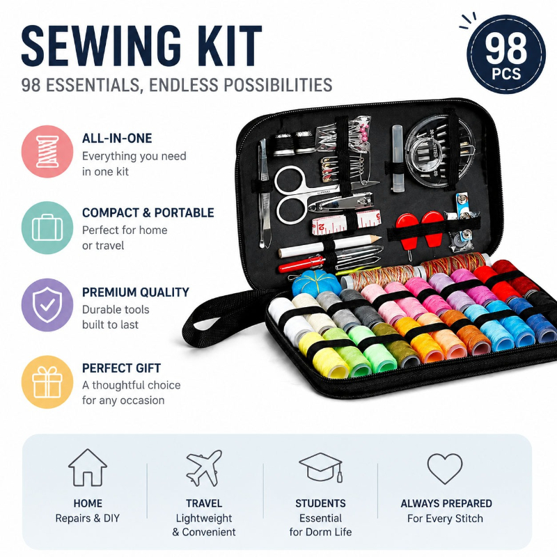 68/98個入り裁縫道具セット、裁縫工芸キット、便利で持ち運 - Sewing By のレビューと価格
