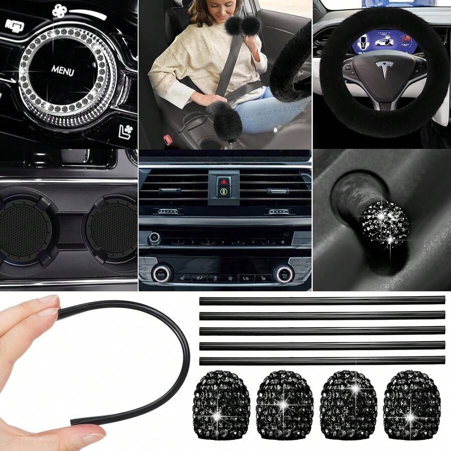35点セット 車用シートカバー ステアリングホイールカバー、 - Shoulder Pad Set In のレビューと価格