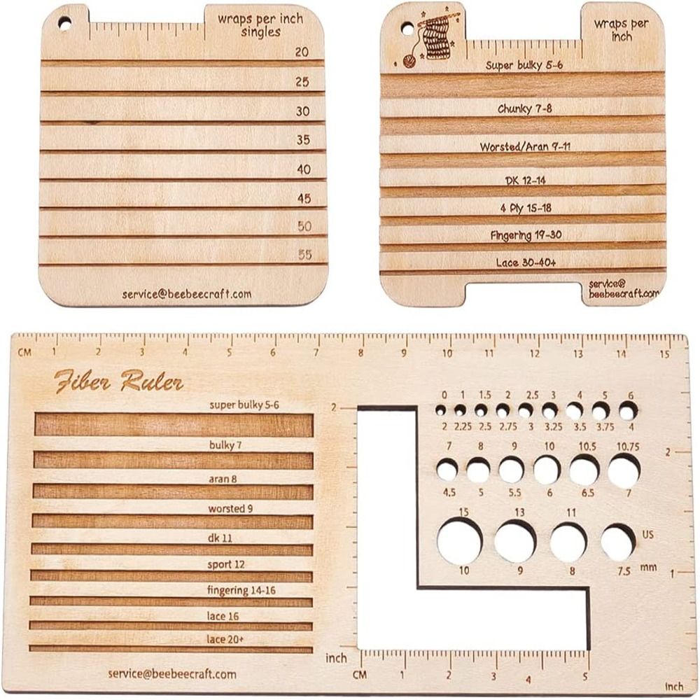 3/4ピース木製編み針ゲージと定規正方形の木製スピニングコン - Sewing Gauge Ruler のレビューと価格