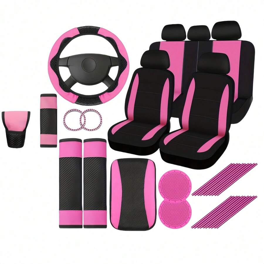 女性向け、41点セットの車内装飾セット。ポリエステル製カーシ - Shoulder Pad Set In のレビューと価格